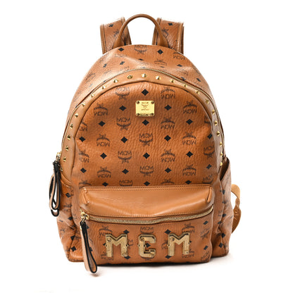 MCM Visetos Studded Medium Stark M Logo Collection Backpack Cognac 1 of 12