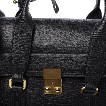 3.1 Phillip Lim 3.1 Textured Calfskin Medium Pashli Satchel Black 9 of 10
