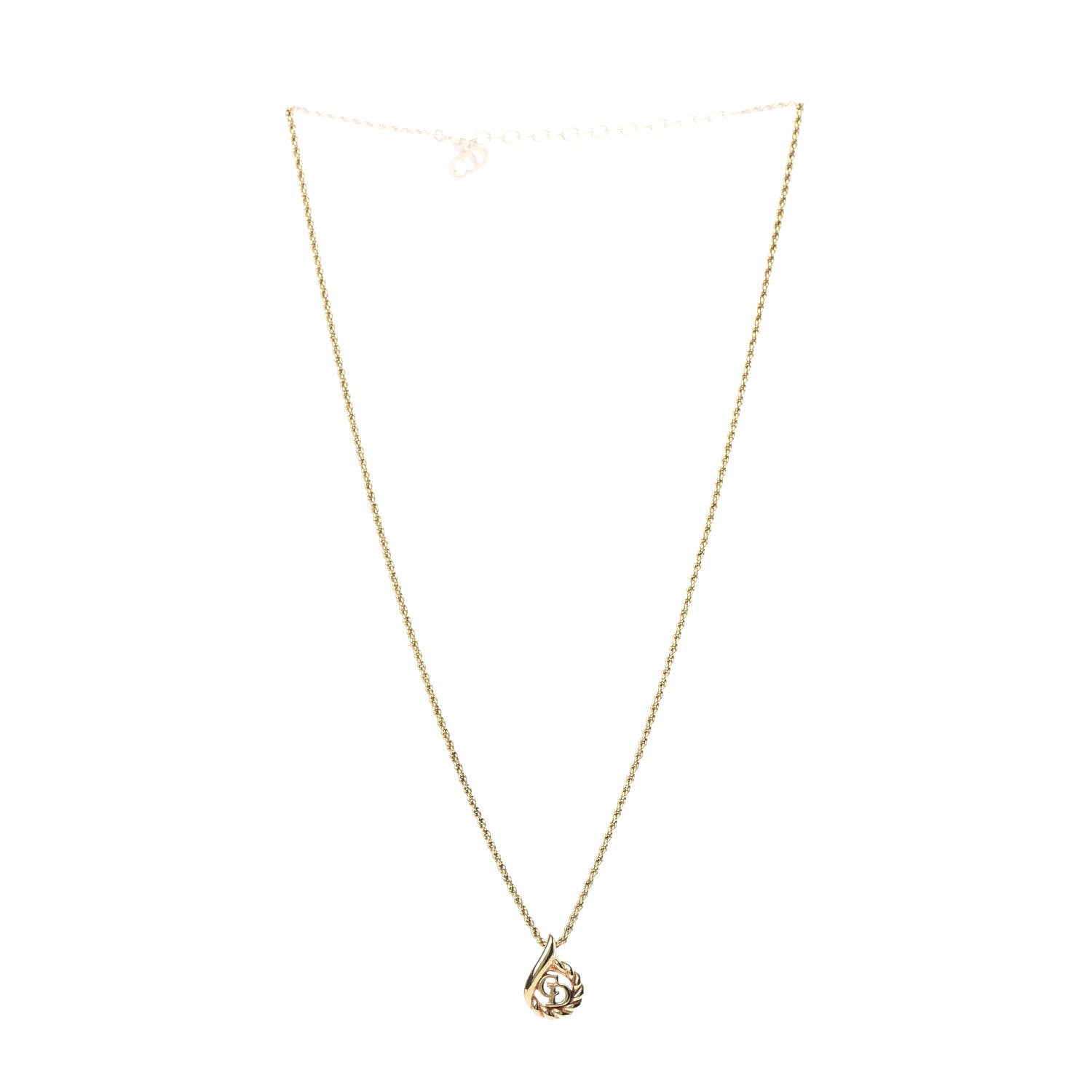 Christian Dior Metal Logo Necklace Gold 3 of 5