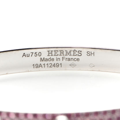Hermes 18K White Gold Pink Rhodolite PM Collier De Chien Pave Bracelet SH 4 of 4