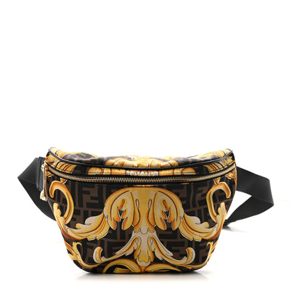 Fendi X VERSACE Nylon Cuoio Romano Fendace FF Baroque Belt Bag Black Gold 1 of 10