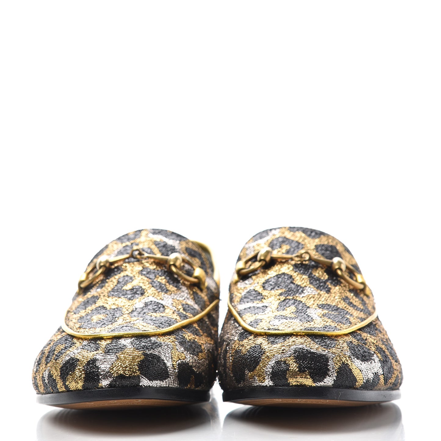 Jacquard Leopard Print Horsebit Womens Jordaan Loafers 37.5 Gold