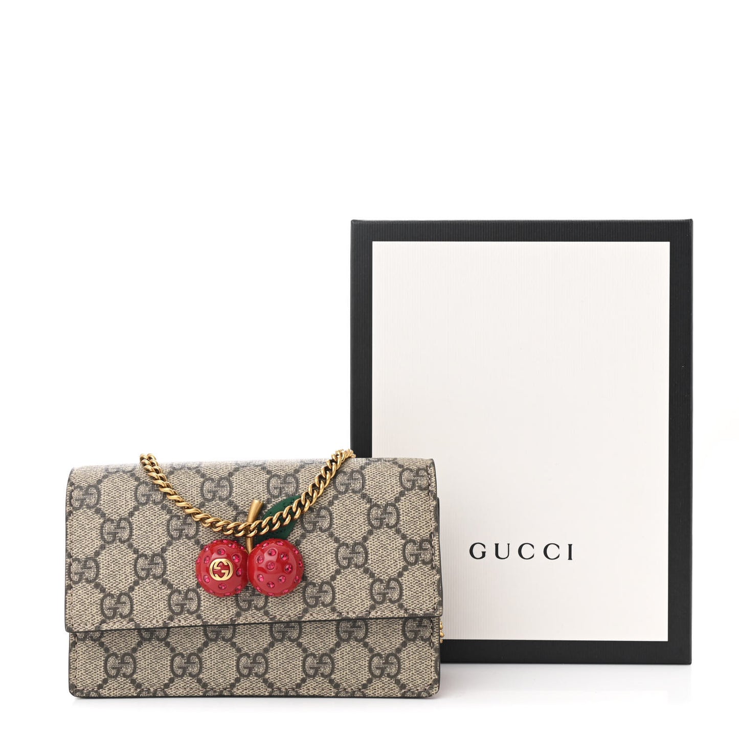 GG Supreme Monogram Mini Cherry Chain Bag