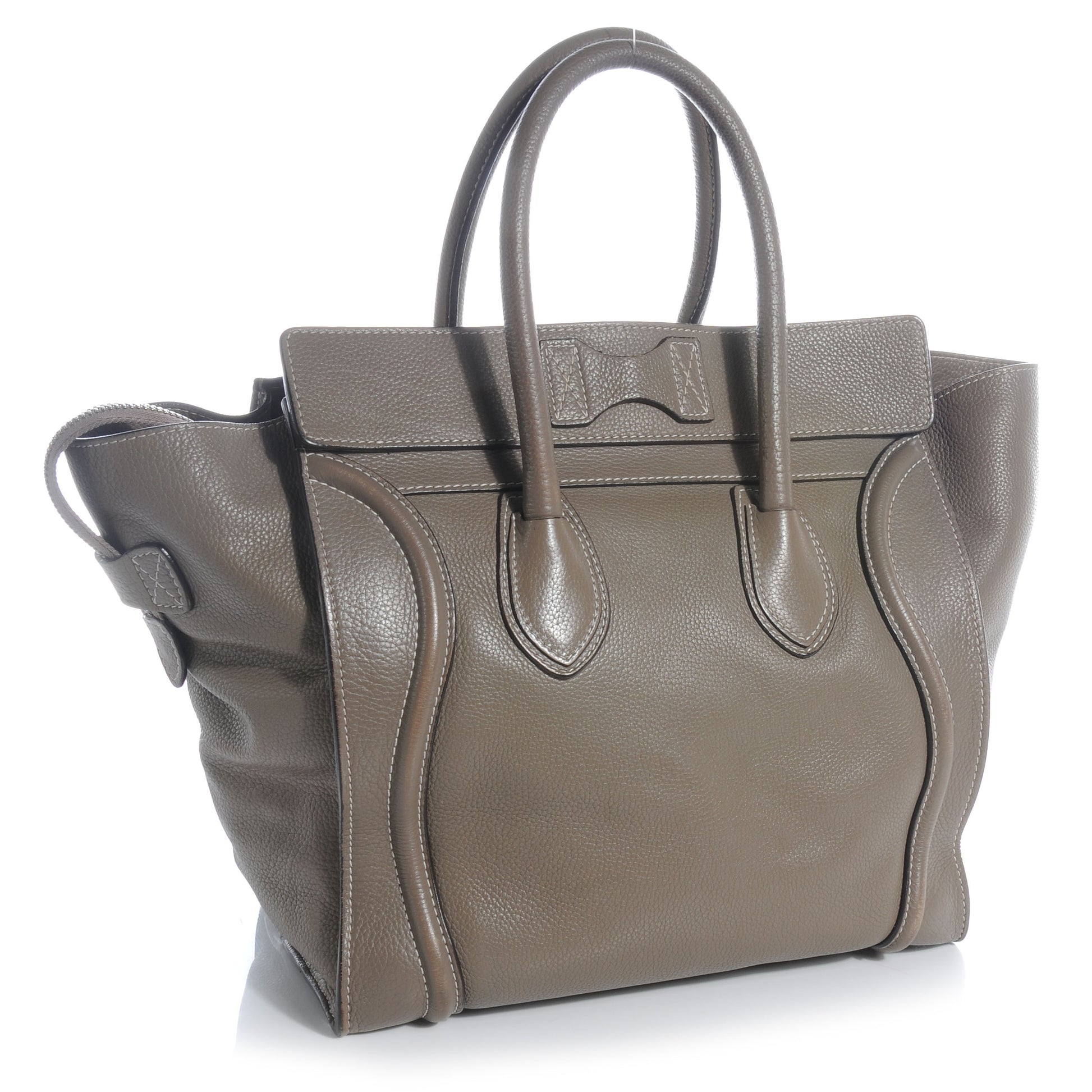 Celine Drummed Calfskin Mini Luggage Bag Souris 3 of 7