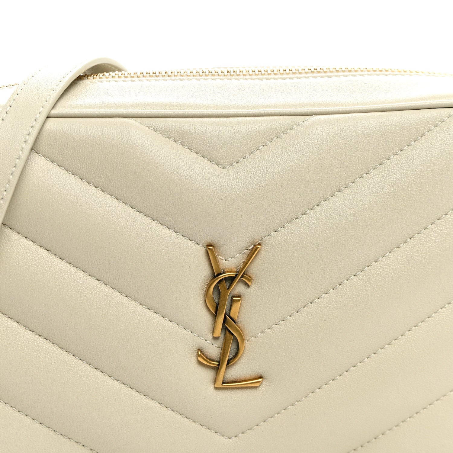 Saint Laurent Lambskin Chevron Quilted Medium Loulou Camera Bag Crema Soft 6 of 8