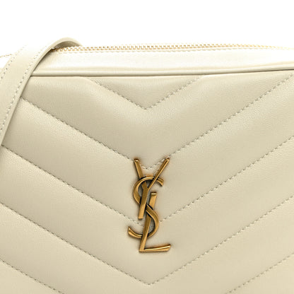 Saint Laurent Lambskin Chevron Quilted Medium Loulou Camera Bag Crema Soft 6 of 8