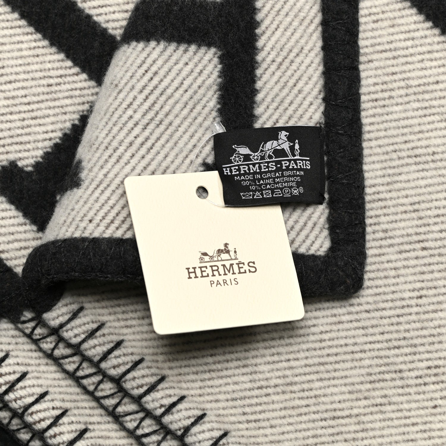 Hermes Wool Cashmere Avalon Blanket Ecru Gris Fonce 3 of 3
