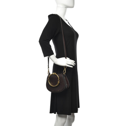 Chloe Calfskin Suede Small Nile Bracelet Bag Carbon Brown 3 of 13