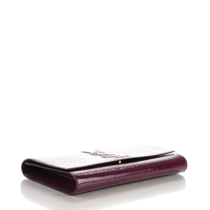 Saint Laurent Textured Patent Monogram Large Belle De Jour Clutch Purple 4 of 7