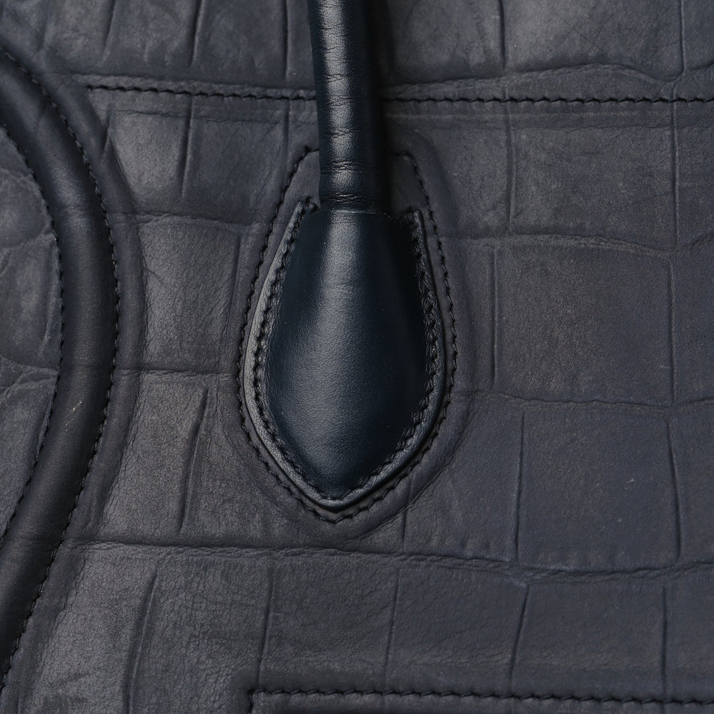 Crocodile Embossed Calfskin Medium Phantom Luggage Navy Blue