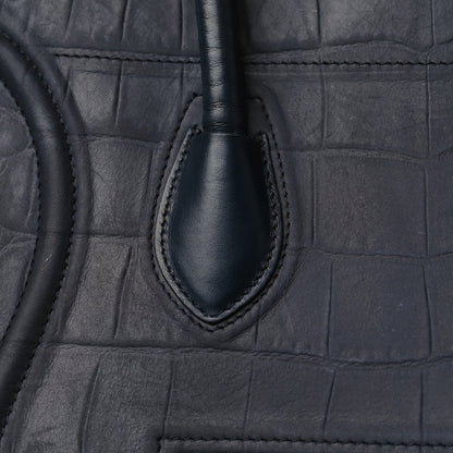 Celine Crocodile Embossed Calfskin Medium Phantom Luggage Navy Blue 11 of 11