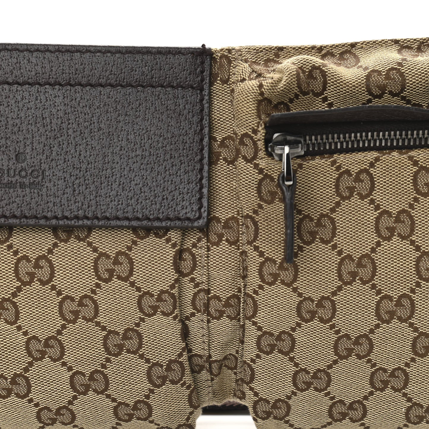 GG Monogram Double Pocket Belt Bag Dark Brown
