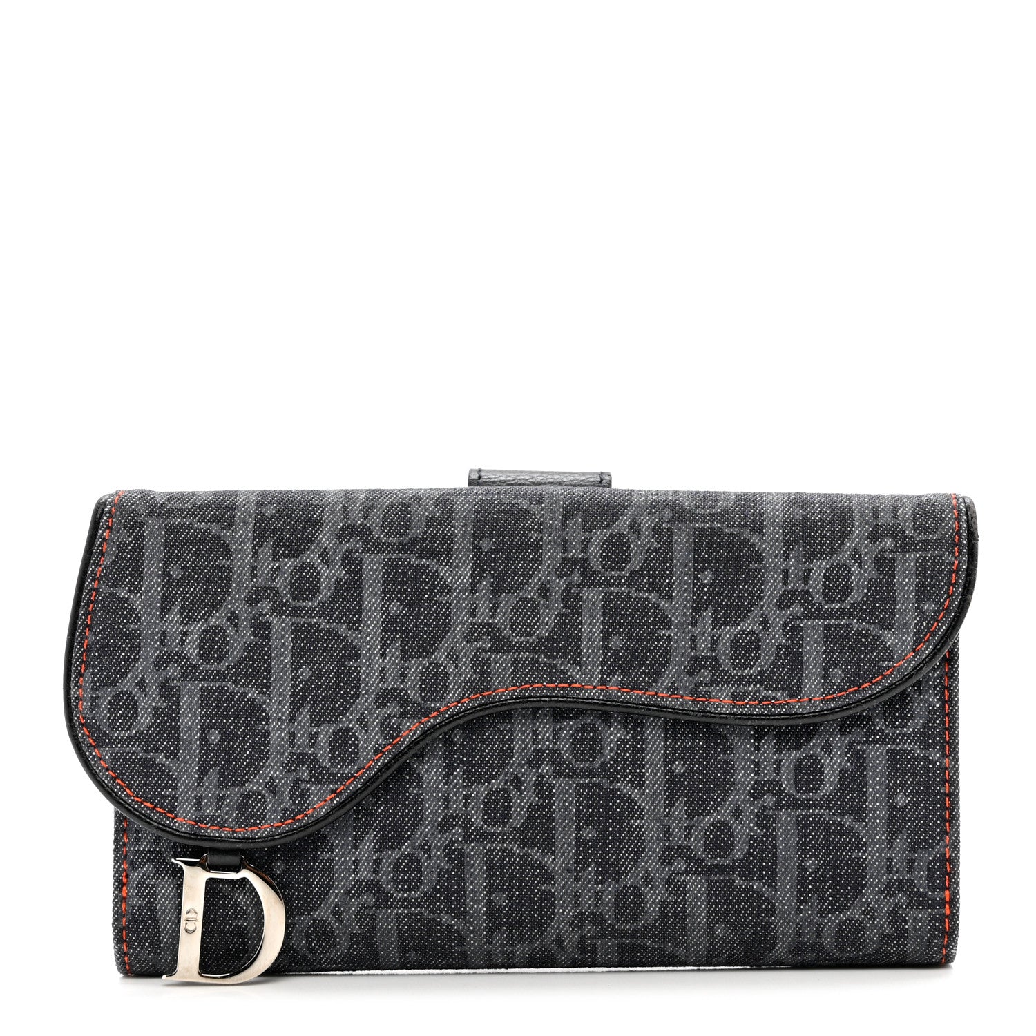 Christian Dior Denim Monogram Saddle Wallet Blue 1 of 9
