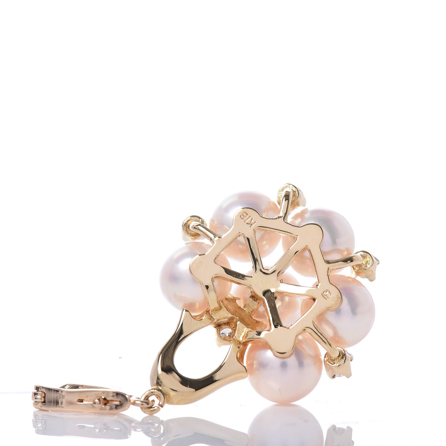 18K Yellow Gold Diamond Akoya Pearl 6.5-7mm Enhancer Pendant