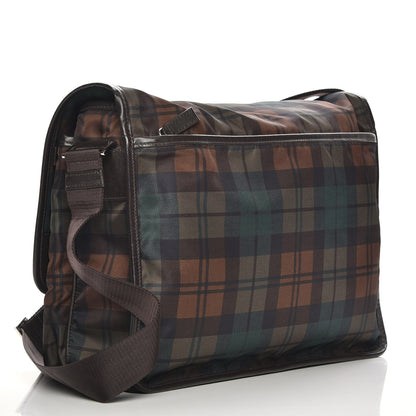 Prada Tessuto Scozzes Saffiano Messenger Bag Brown Watch 3 of 9