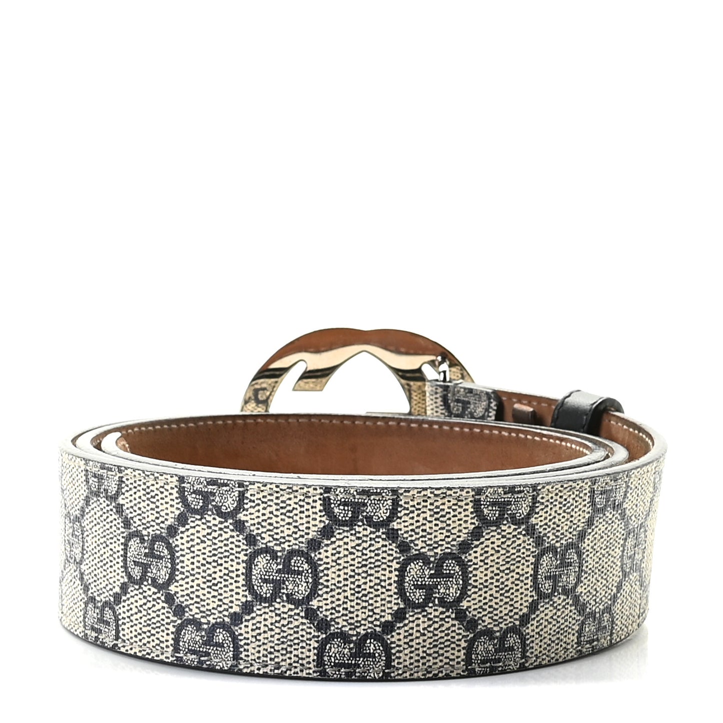 GG Supreme Monogram Selleria Calfskin Interlocking G 40mm Belt Beige Ebony Blue