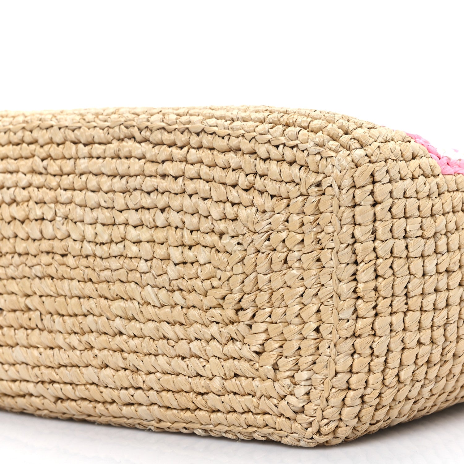 Prada Yarn Raffia Effect Crochet Embroidered Floral Small Logo Tote Naturale Petalo 10 of 11