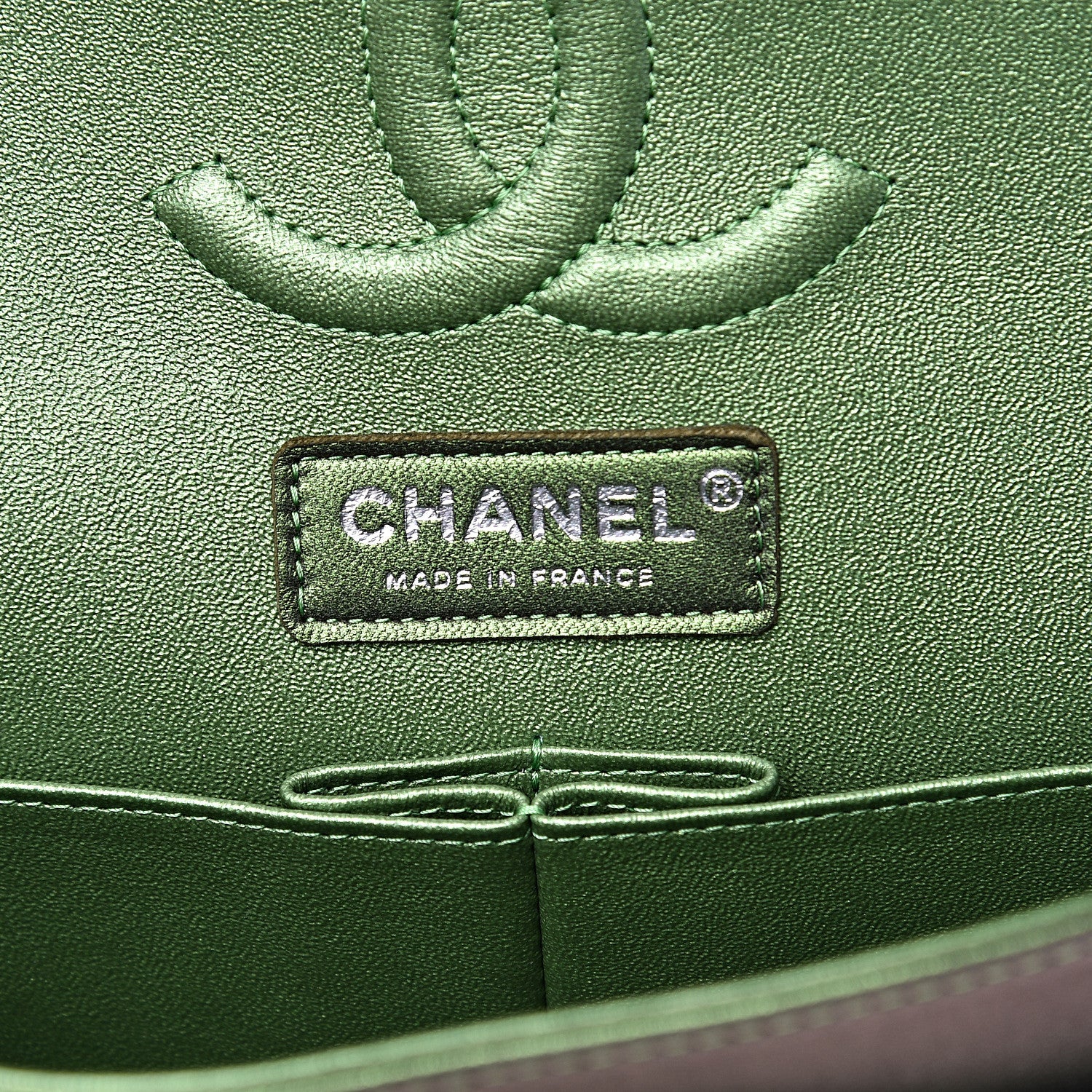 Chanel Iridescent Lambskin Quilted Medium Double Flap Green 5 of 14