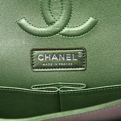 Chanel Iridescent Lambskin Quilted Medium Double Flap Green 5 of 14