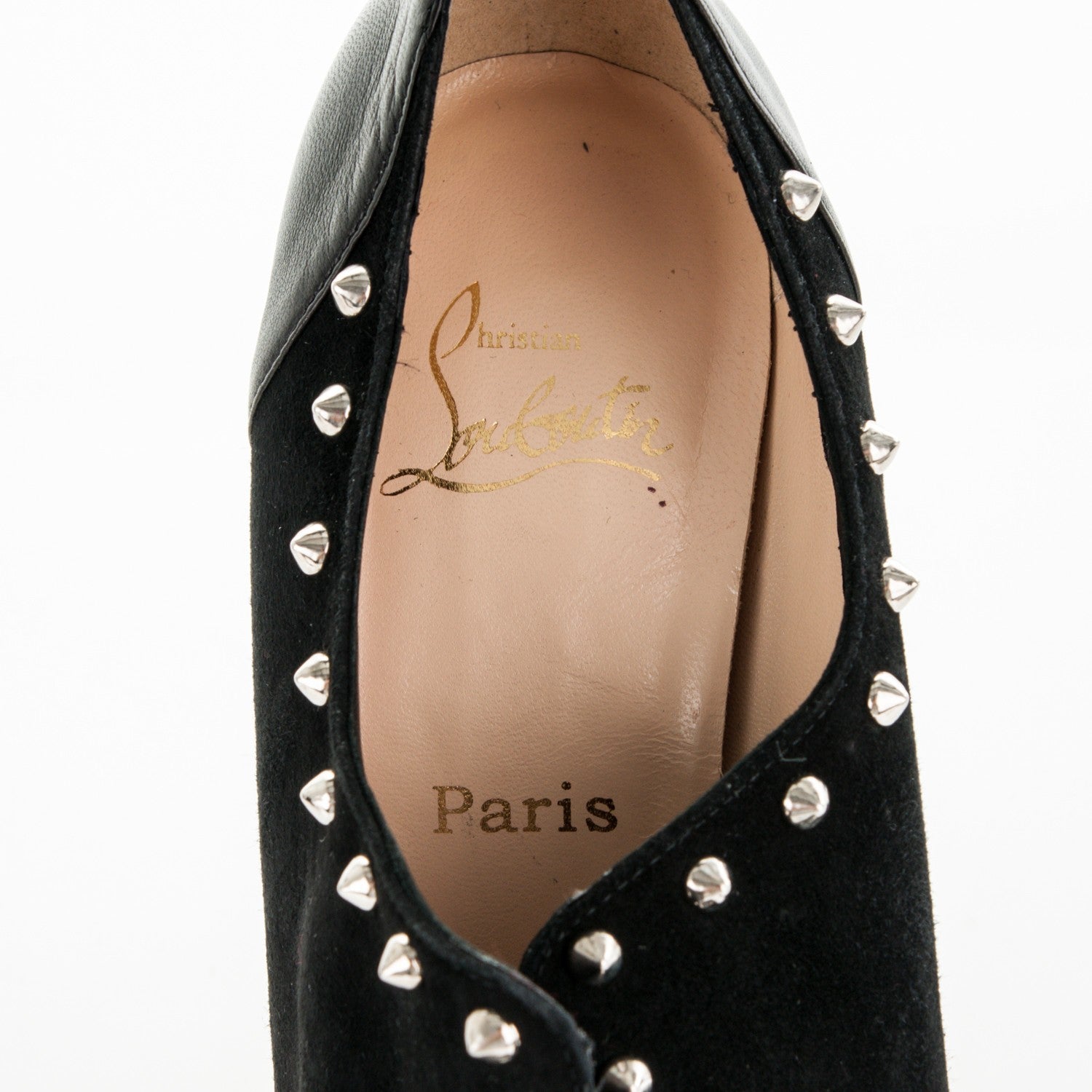 Christian Louboutin Calfskin Suede Studded Astraqueen 120 Ankle Boots 42 Black 7 of 7