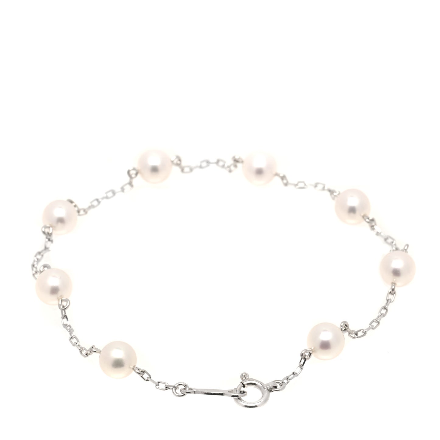 18K White Gold 5.2-5.4mm Akoya Pearl Station Bracelet