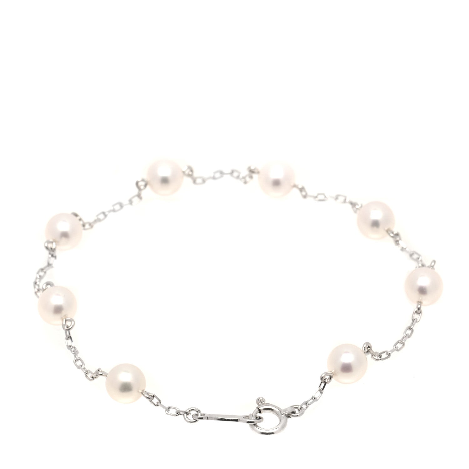 Mikimoto 18K White Gold 5.2-5.4mm Akoya Pearl Station Bracelet 2 of 5