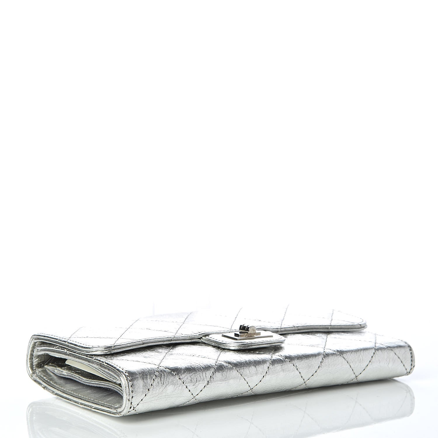 Chanel Metallic Aged Calfskin Quilted Reissue Long Flap Wallet Light Silver 4 of 16