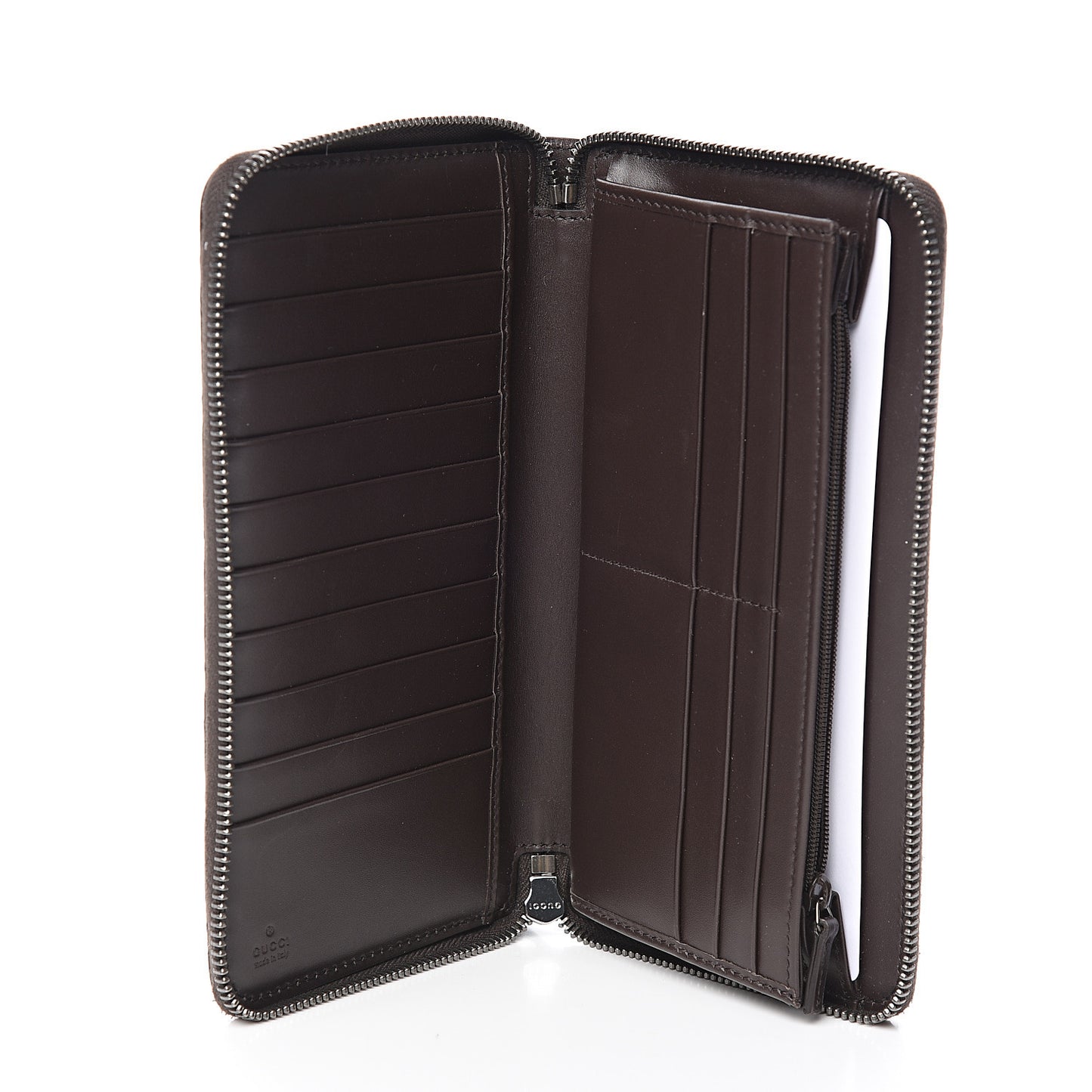 Guccissima Signature Zip Around Organizer Wallet Chocolate