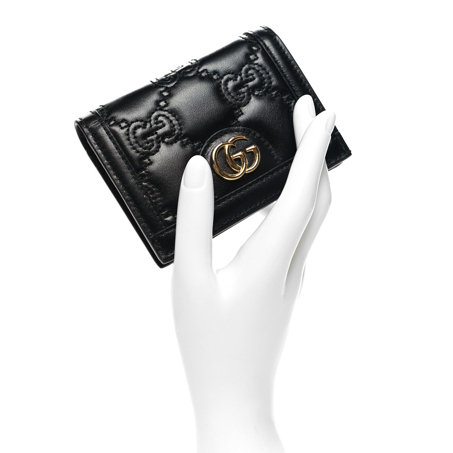 Gucci Calfskin GG Matelasse Card Case Wallet Black 2 of 9