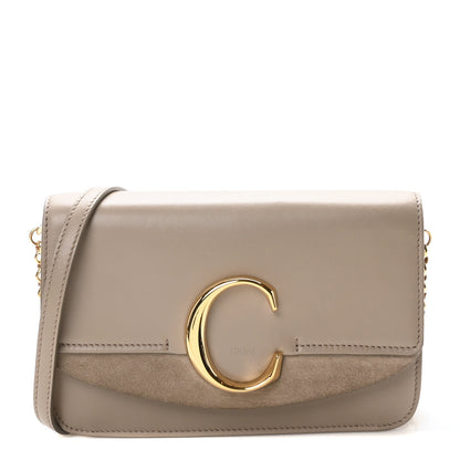 Chloe Calfskin Suede C Clutch With Chain Motty Grey 1 of 10