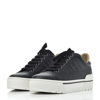 Hermes Epsom Womens Voltage Sneakers 37.5 Black White 3 of 10
