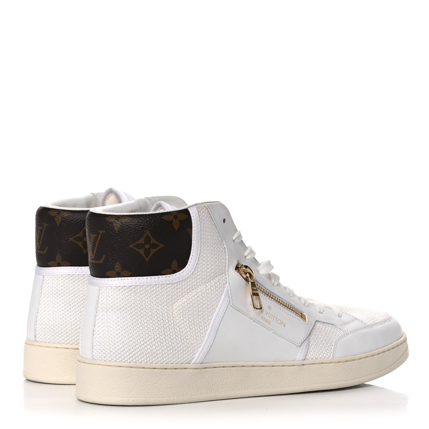 Louis Vuitton Monogram Calfskin Rivoli High Top Sneakers 7.5 White 4 of 9