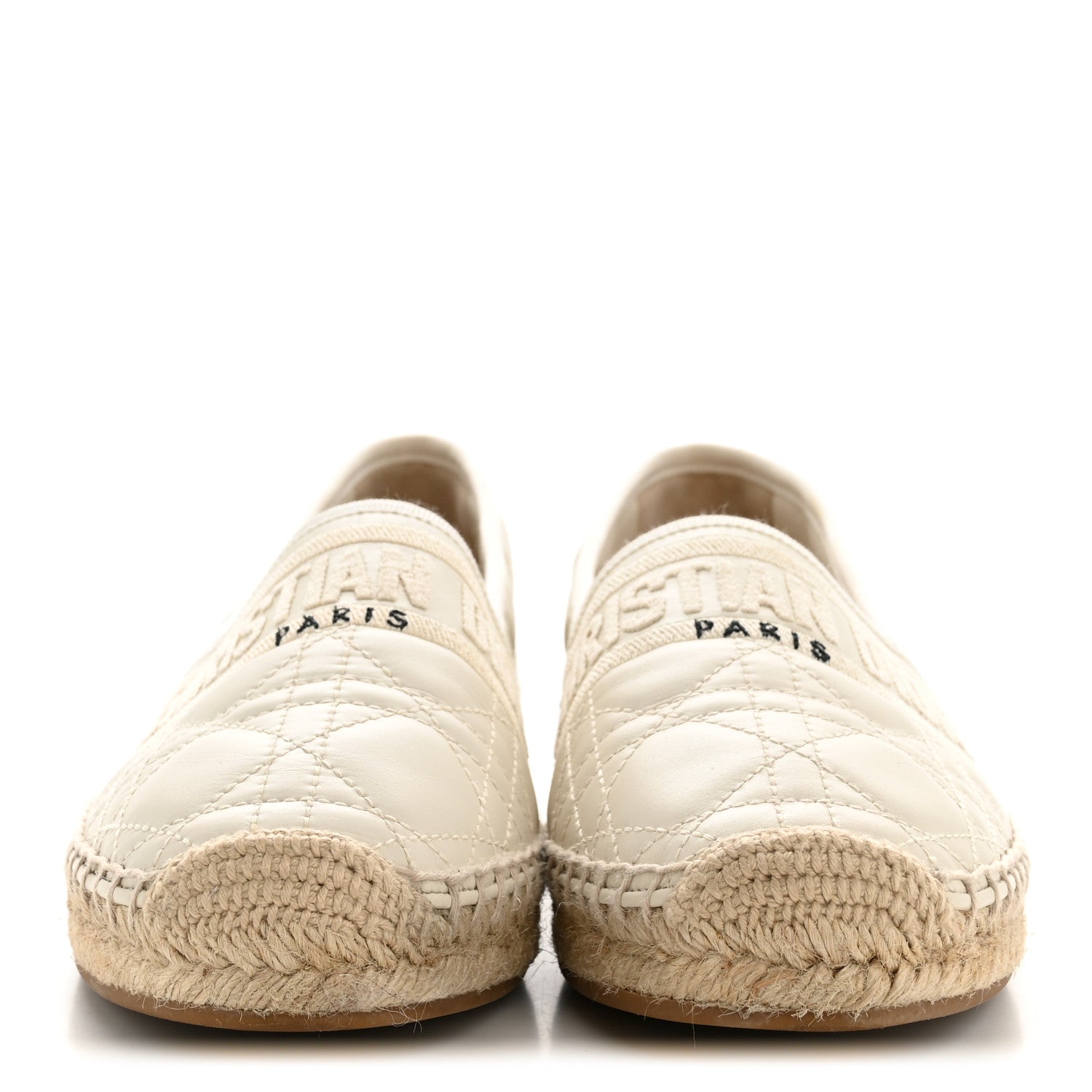 Christian Dior Calfskin Cannage Granville Espadrilles 38.5 Off White 3 of 11