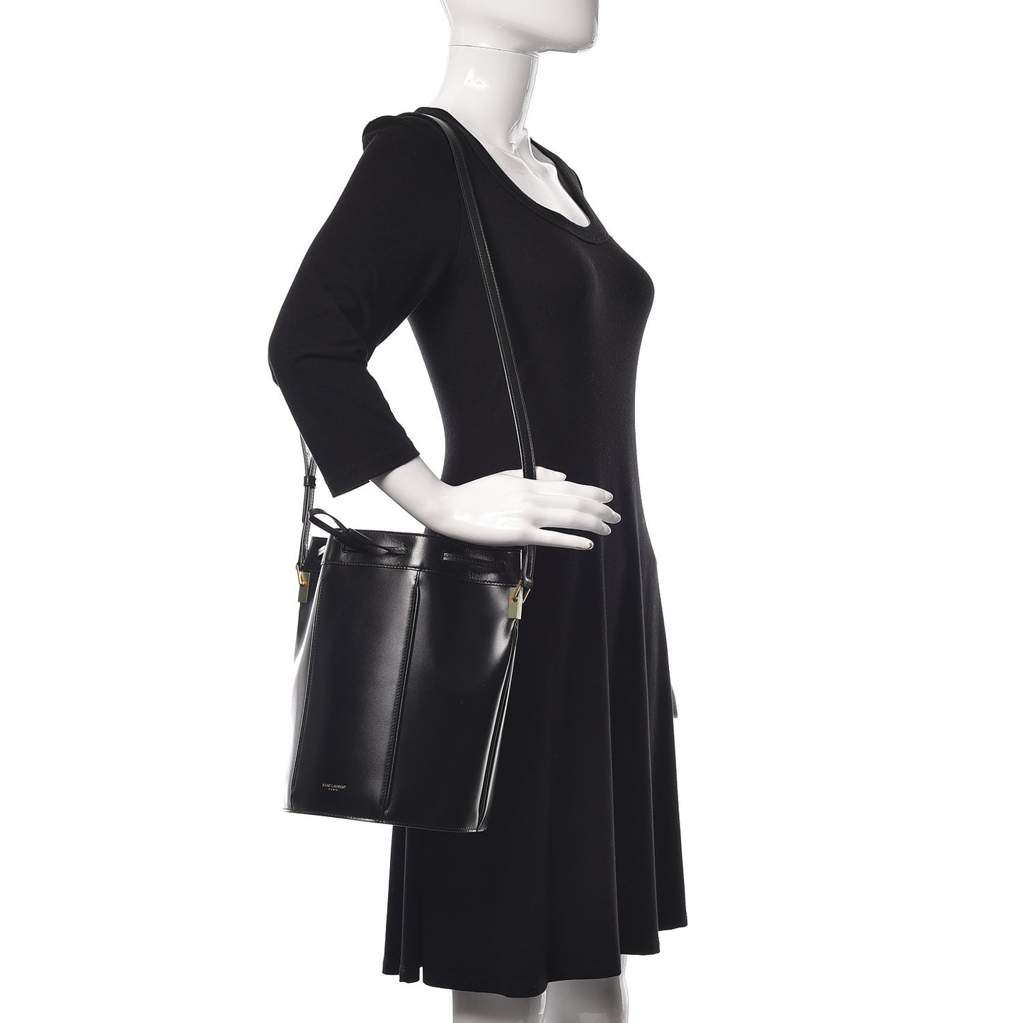 Smooth Calfskin Medium Talitha Bucket Bag Black