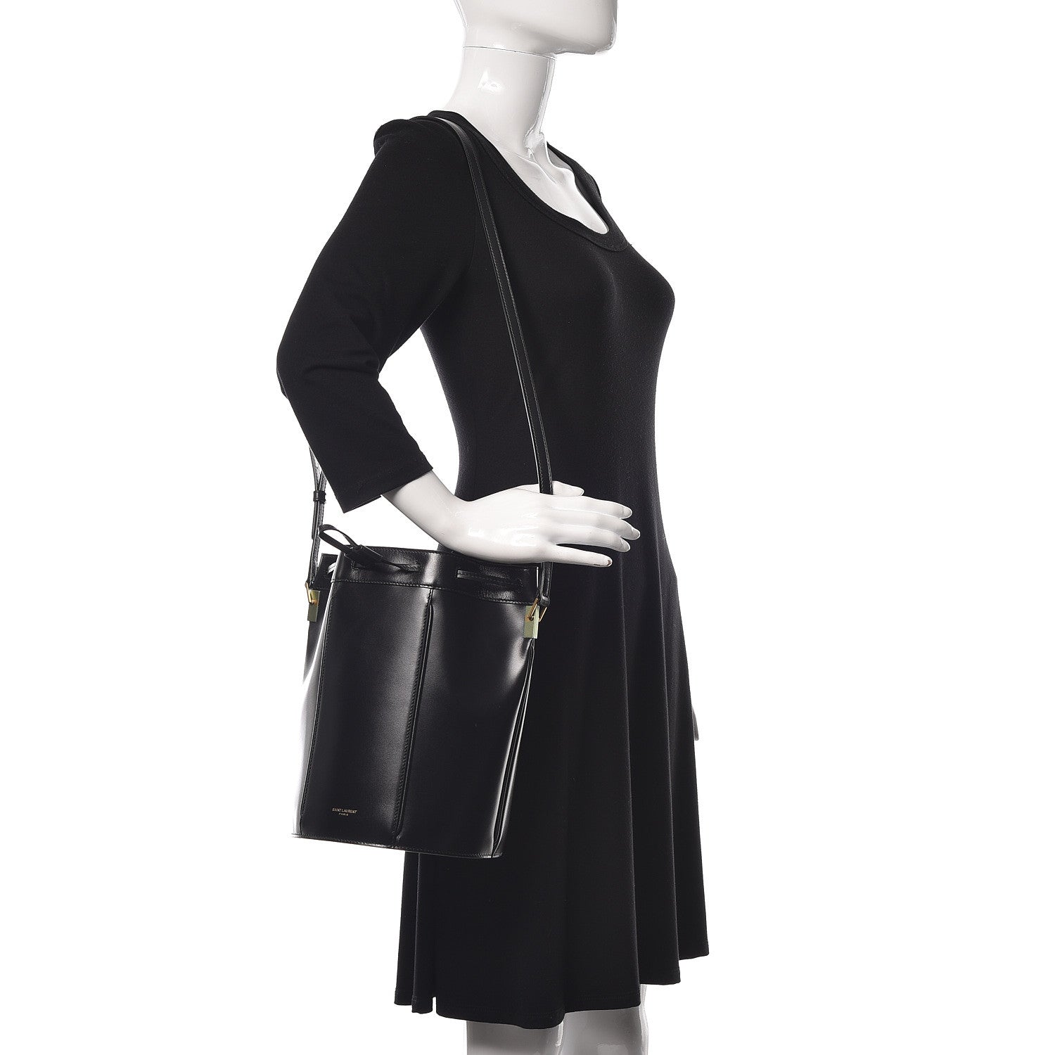 Saint Laurent Smooth Calfskin Medium Talitha Bucket Bag Black 2 of 9