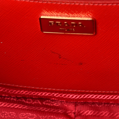 Prada Saffiano Vernice Floral Bauletto Bag Rosso Bianco 8 of 13