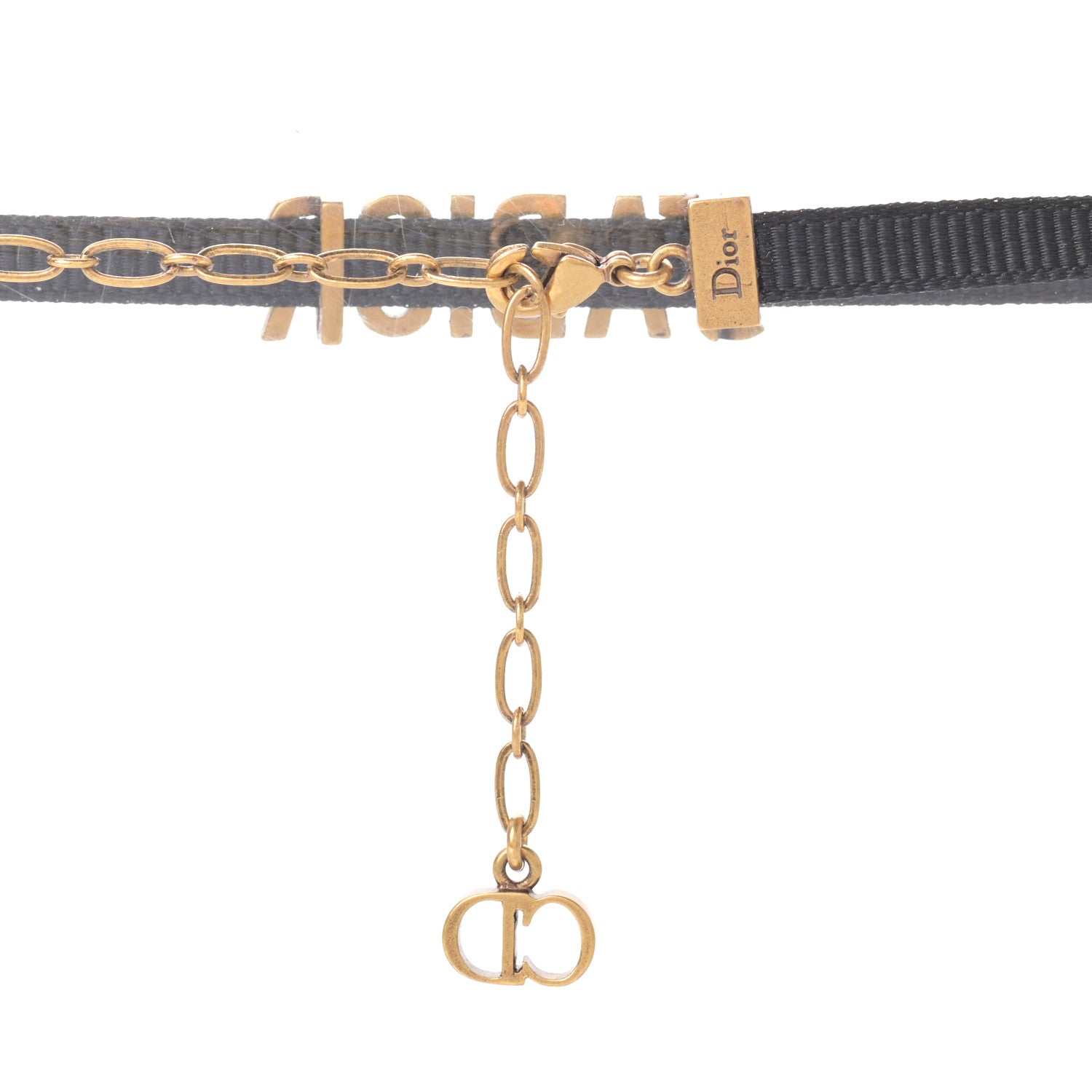 Christian Dior Grosgrain Ribbon J'Adior Logo Choker Necklace Black 3 of 4