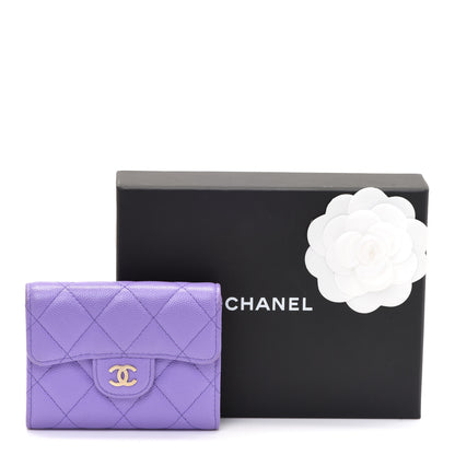 Chanel Caviar Quilted Flap Card Holder Wallet Purple 10 of 10