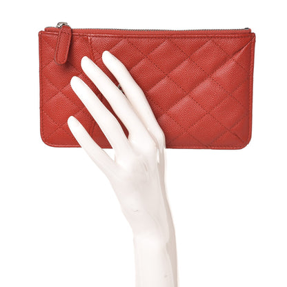 Chanel Caviar Quilted Flat Wallet Pouch Red 2 of 7