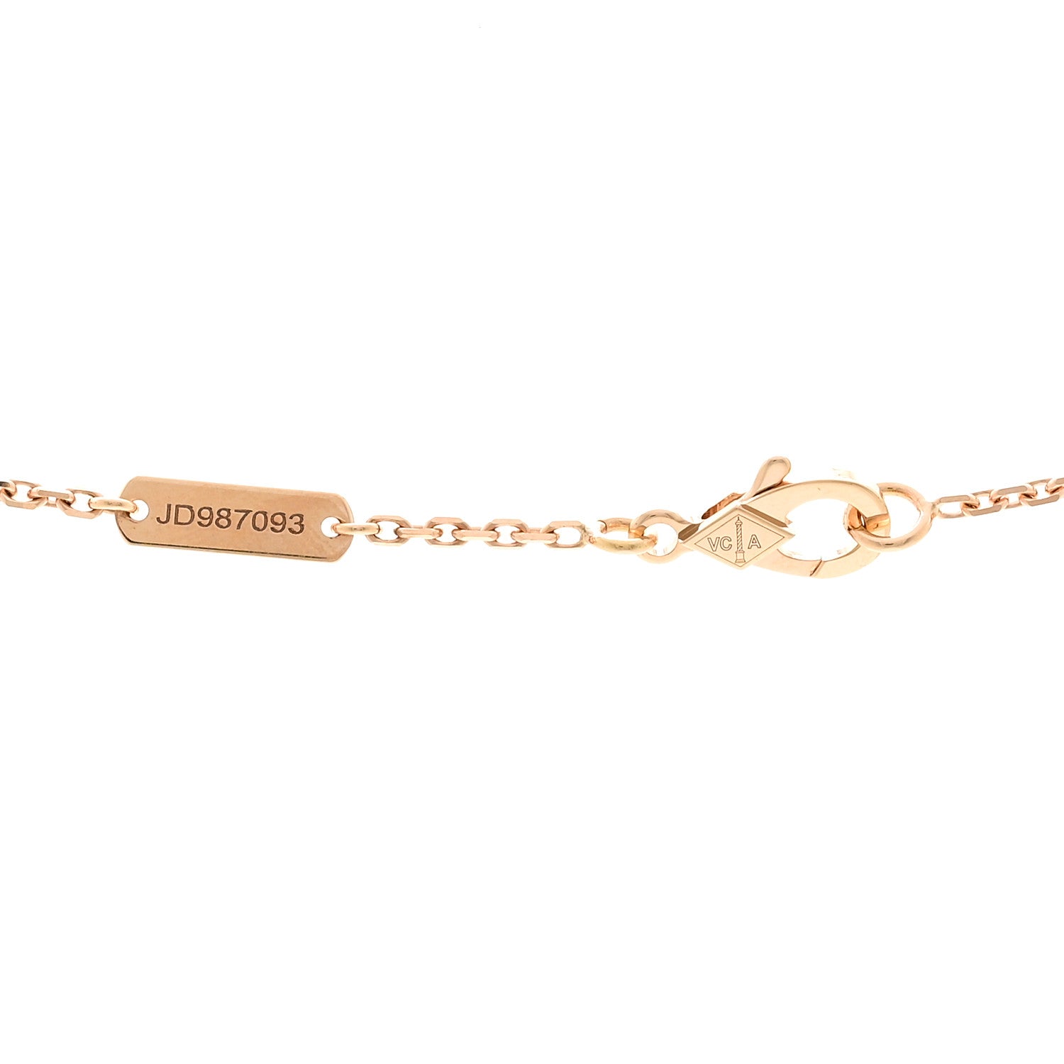 Van Cleef & Arpels 18K Rose Gold Diamond Silver Obsidian Vintage Alhambra Pendant Necklace 4 of 6