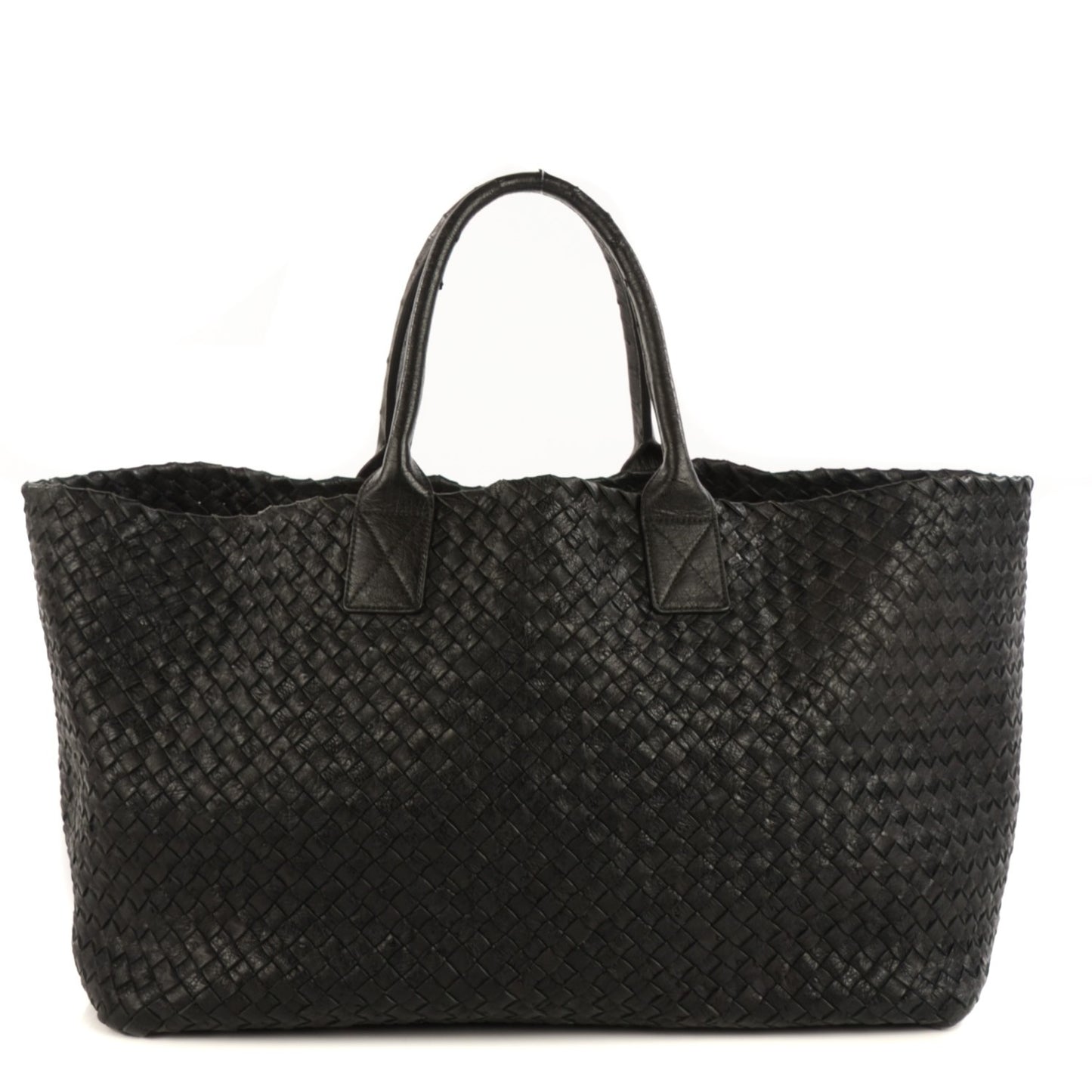 Ostrich Intrecciato Large Cabat Black