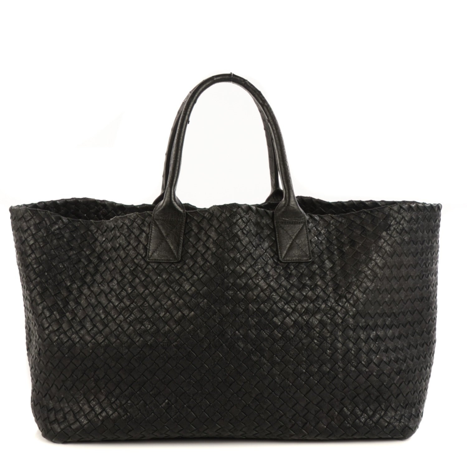 Bottega Veneta Ostrich Intrecciato Large Cabat Black 1 of 7