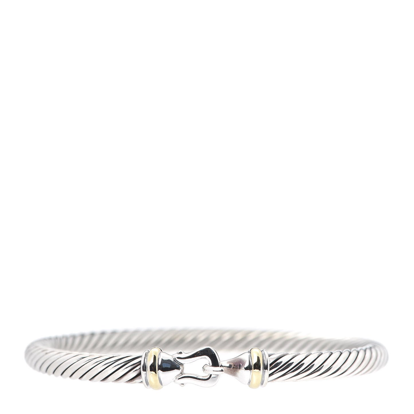 Sterling Silver 18K Yellow Gold 5mm Cable Classic Buckle Bracelet
