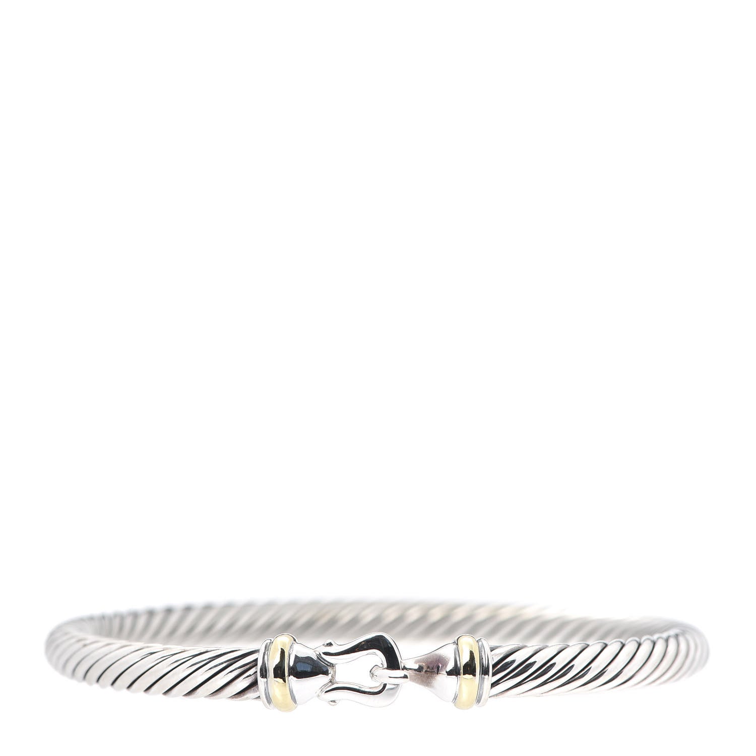 David Yurman Sterling Silver 18K Yellow Gold 5mm Cable Classic Buckle Bracelet 1 of 5