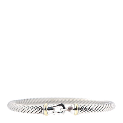 David Yurman Sterling Silver 18K Yellow Gold 5mm Cable Classic Buckle Bracelet 1 of 5