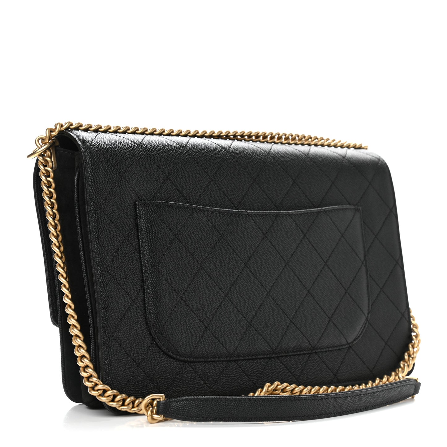 Caviar Suede Stitched Lady Coco Flap Black