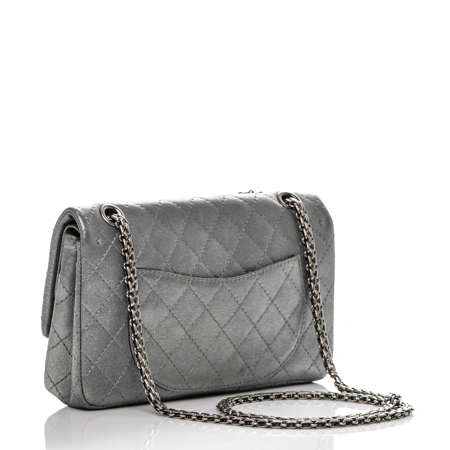 Metallic Calfskin Quilted Lucky Charms 2.55 Reissue 225 Flap Dark Silver