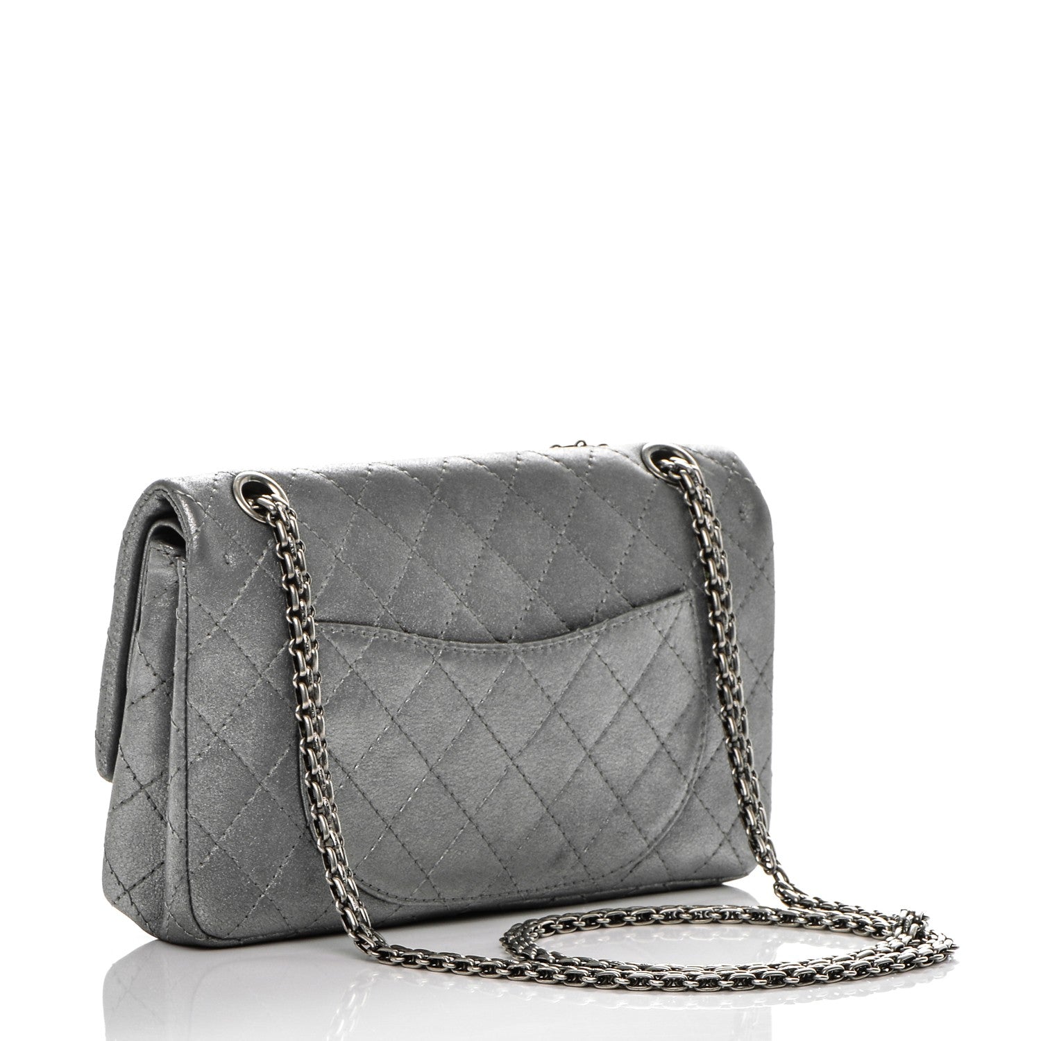 Chanel Metallic Calfskin Quilted Lucky Charms 2.55 Reissue 225 Flap Dark Silver 4 of 7