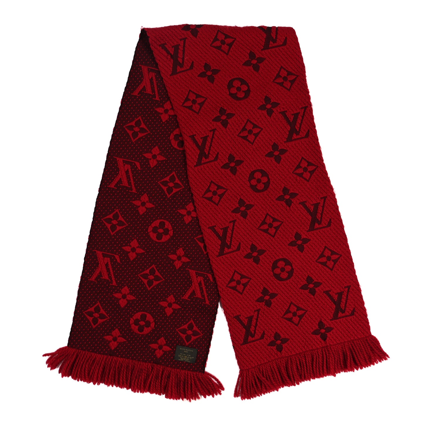 Wool Silk Logomania Scarf Rubis