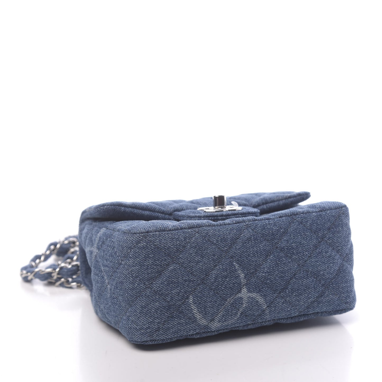 Denim CC Quilted Mini Square Flap Blue